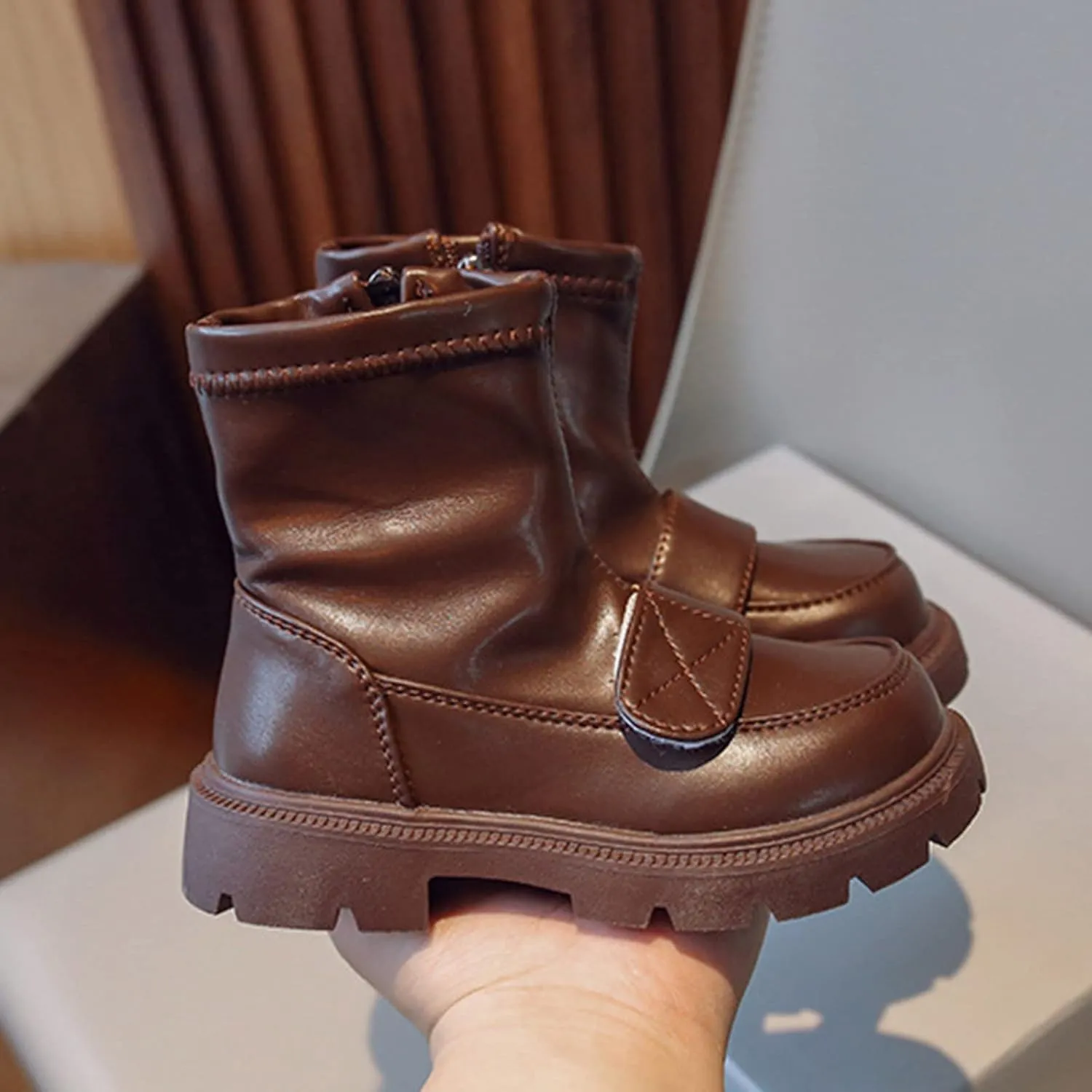 Fashion Thick Bottom Chunky Heel Girls Boots Breathable Mid Calf Round Toe Non Slip Casual School Warm Super Girl Boots