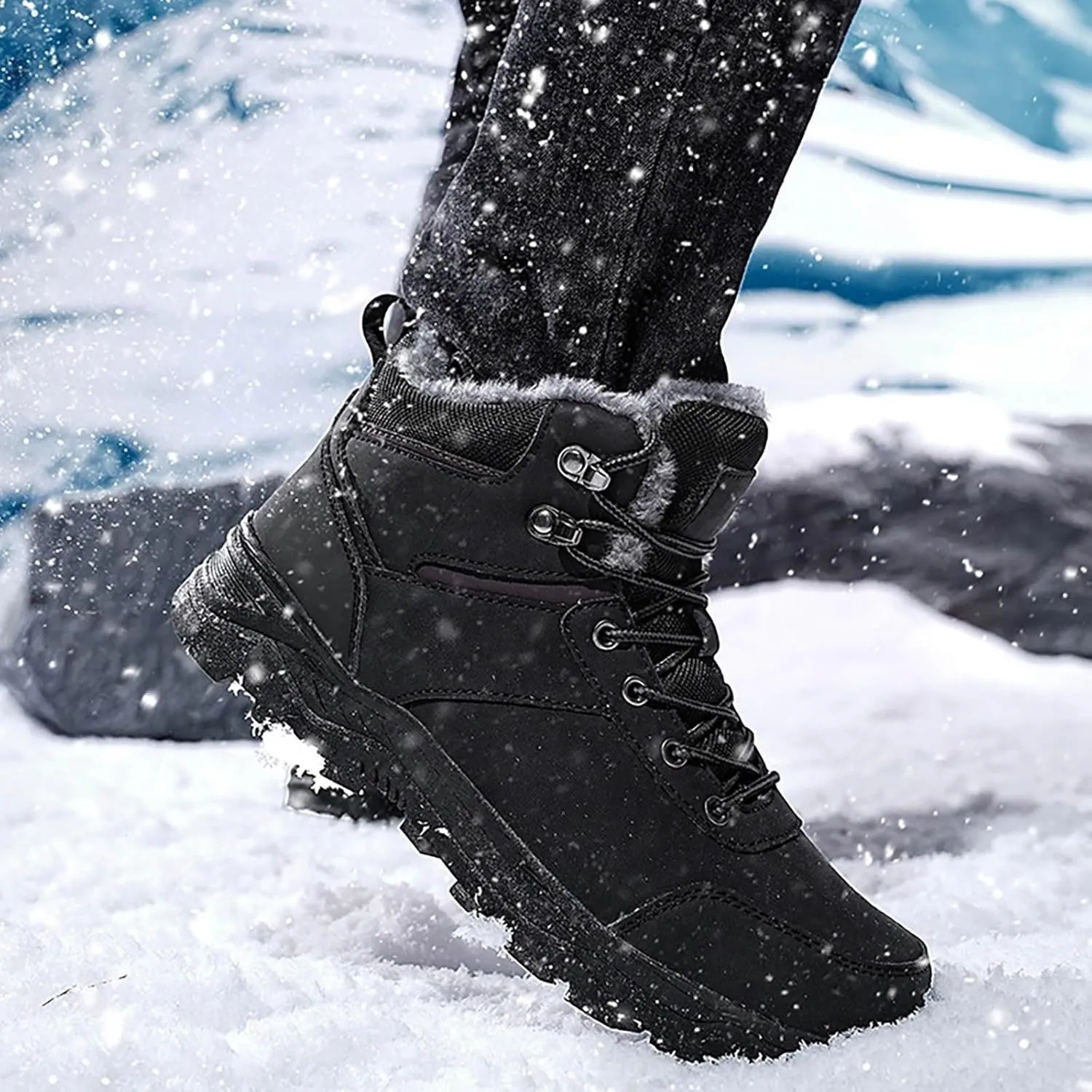 Men Work Boots Waterproof Hiking Sneakers Women's Slip On Warm Women Safety Shoes Non-Slip Outdoor Booties Waterproof Breathable Lightweight Hike Grounded Footwear