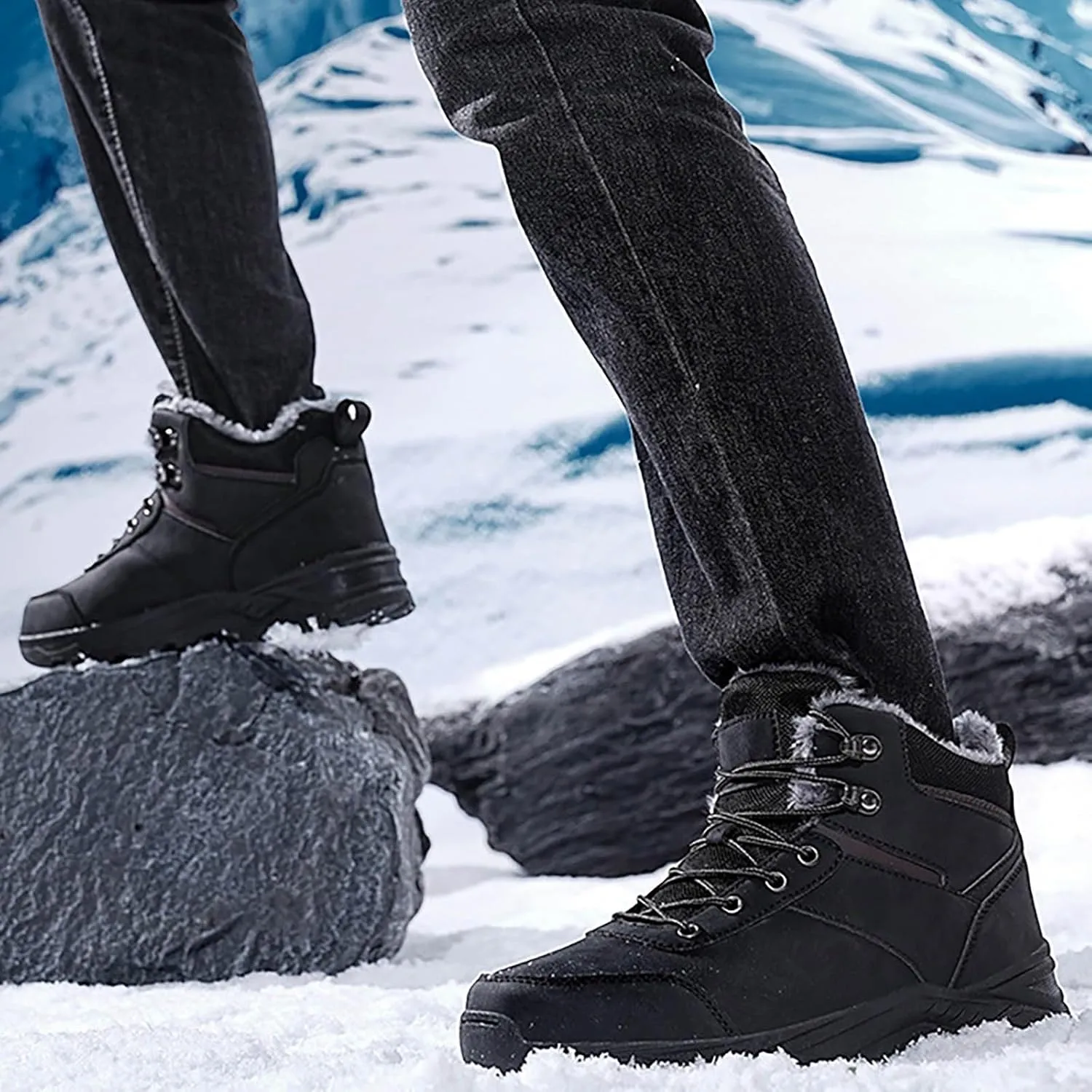 Men Work Boots Waterproof Hiking Sneakers Women's Slip On Warm Women Safety Shoes Non-Slip Outdoor Booties Waterproof Breathable Lightweight Hike Grounded Footwear