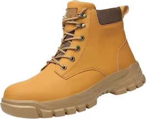 Men Work Boots with Zipper Hiking Sneakers Shoes with Hook Loop Working Shoes for Women Composite Toe Platform Shoes Slip Resistant Safety Hike Grounded Footwear